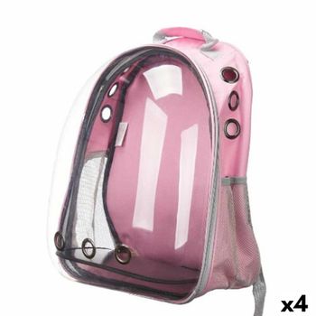 Mochila Para Mascotas Rosa Transparente 43 X 26 X 33 Cm