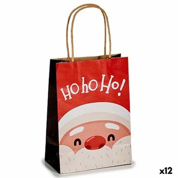 Bolsa De Papel Papá Noel Blanco Rojo 13,5 X 8 X 21 Cm (12 Unidades)