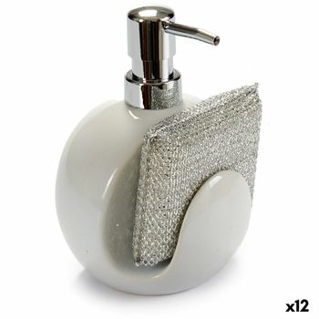 Dispensador De Jabón 2 En 1 Para Fregadero Blanco Cerámica 400 Ml 9,5 X 15,5 X 11,5 Cm (12 Unidades)