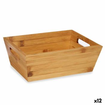 Cesta Multiusos Con Asas Marrón Bambú 33 X 10 X 22 Cm (12 Unidades)