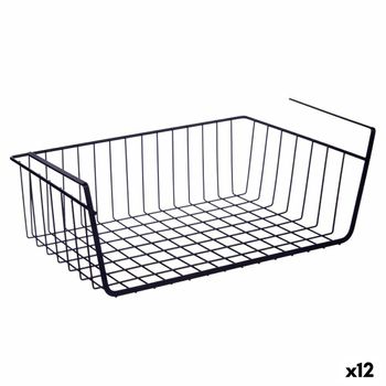 Cesta Para Estante De Cocina Negro Hierro 42 X 14 X 26 Cm (12 Unidades)