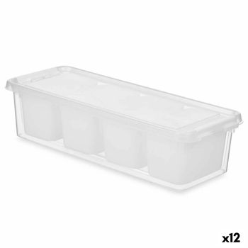 Organizador Para Nevera Blanco Transparente Plástico 37,5 X 9 X 14,3 Cm (12 Unidades)