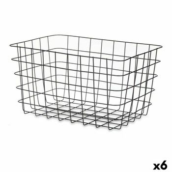 Cesta Multiusos Rectangular Negro Metal 38,5 X 20,5 X 28 Cm (6 Unidades)