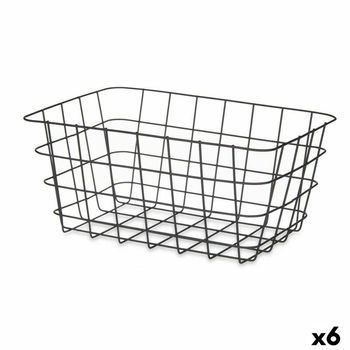 Cesta Multiusos Rectangular Negro Metal 30,3 X 14 X 22,5 Cm (6 Unidades)