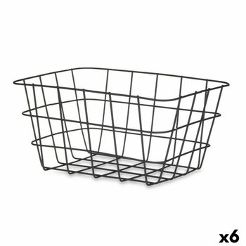 Cesta Multiusos Rectangular Negro Metal 24,5 X 12 X 18 Cm (6 Unidades)