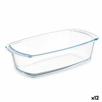 Fuente De Cocina Con Asas Transparente Vidrio De Borosilicato 1,6 L 27 X 7,2 X 14 Cm (12 Unidades)