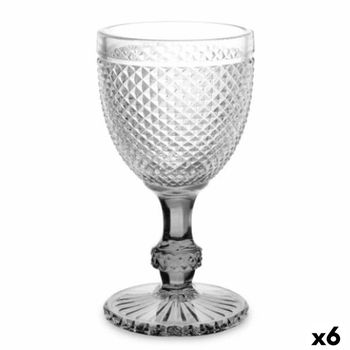 Copa De Vino Diamante Transparente Antracita Vidrio 330 Ml (6 Unidades)