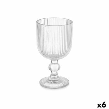 Copa De Vino Rayas Transparente Vidrio 260 Ml (6 Unidades)