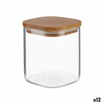 Tarro Transparente Bambú Vidrio De Borosilicato 880 Ml 10,5 X 11,7 X 10,5 Cm (12 Unidades)