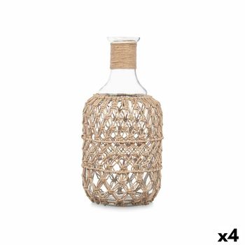 Botella Decorativa Transparente Natural Vidrio Cuerda 18 X 38 Cm (4 Unidades)