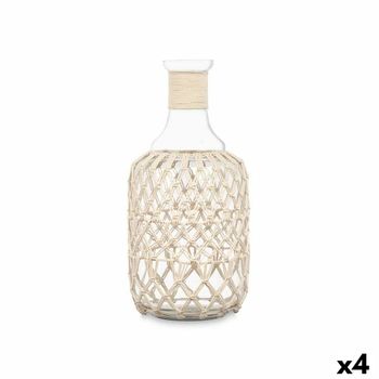 Botella Decorativa Blanco Transparente Vidrio Cuerda 18 X 38 Cm (4 Unidades)