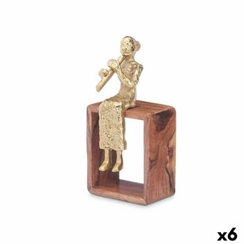 Figura Decorativa Flauta Dulce Marrón Madera Metal 13 X 27 X 13 Cm