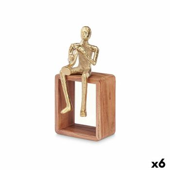 Figura Decorativa Saxofón Dorado Madera Metal 13 X 27 X 13 Cm