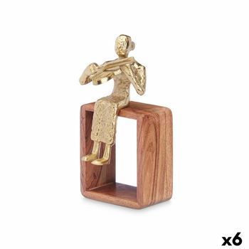 Figura Decorativa Violín Dorado Madera Metal 13 X 27 X 13 Cm