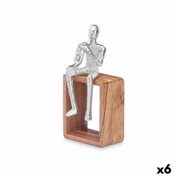 Figura Decorativa Saxofón Plateado Madera Metal 13 X 27 X 13 Cm