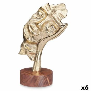 Figura Decorativa Cara Dorado Madera Metal 16,5 X 26,5 X 11 Cm