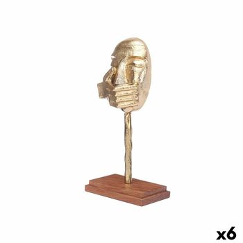 Figura Decorativa Cara Dorado Madera Metal 17 X 33,5 X 10 Cm