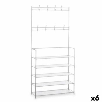 Zapatero Perchero 5 Estantes 80 X 29 X 175 Cm Blanco Metal (6 Unidades)