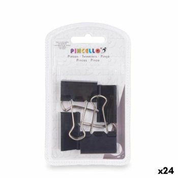 Pinzas Clip Grande Negro Metal (24 Unidades)