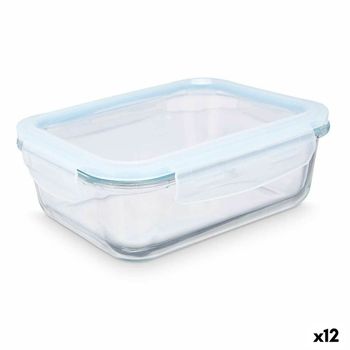 Fiambrera Transparente Silicona Vidrio De Borosilicato 1 L 22 X 7 X 16,5 Cm (12 Unidades)