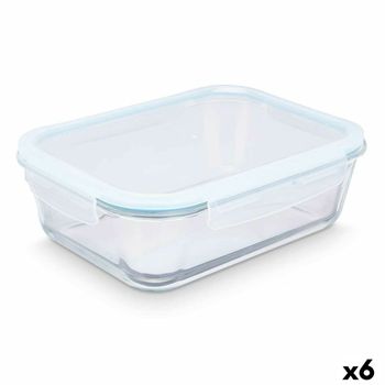 Fiambrera Transparente Silicona Vidrio De Borosilicato 2,8 L 29,5 X 9 X 22,8 Cm (6 Unidades)