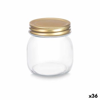 Tarro Transparente Dorado Metal Vidrio 300 Ml 7,5 X 9 X 7,5 Cm (36 Unidades)