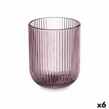 Vaso Rayas Rosa Cristal 270 Ml (6 Unidades)