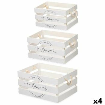 Juego De Cajas Decorativas Love 3 Piezas Blanco Madera (4 Unidades)