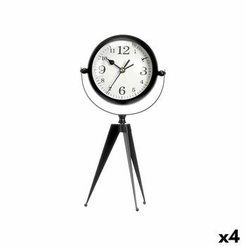 Reloj De Mesa Trípode Negro Metal 14 X 30 X 11 Cm (4 Unidades)