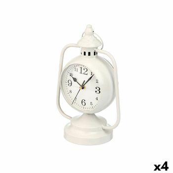 Reloj De Mesa Lámpara Blanco Metal 17 X 25 X 11,3 Cm (4 Unidades)