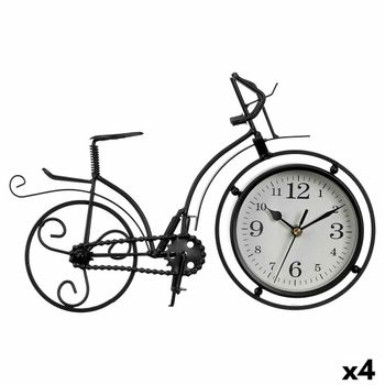 Reloj De Mesa Bicicleta Negro Metal 33 X 22,5 X 4,2 Cm (4 Unidades)