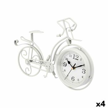 Reloj De Mesa Bicicleta Blanco Metal 33 X 22,5 X 4,2 Cm (4 Unidades)