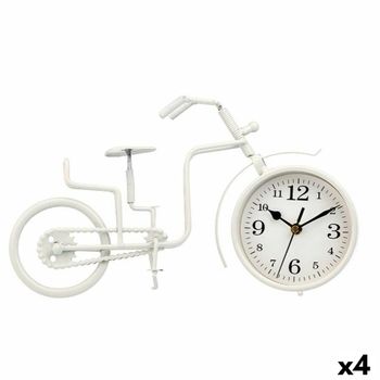 Reloj De Mesa Bicicleta Blanco Metal 33 X 21 X 4 Cm (4 Unidades)