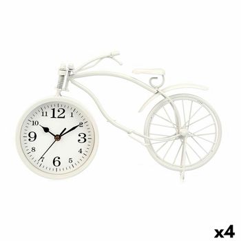 Reloj De Mesa Bicicleta Blanco Metal 36 X 22 X 7 Cm (4 Unidades)