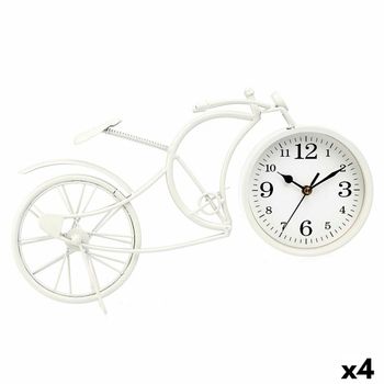 Reloj De Mesa Bicicleta Blanco Metal 40 X 19,5 X 7 Cm (4 Unidades)