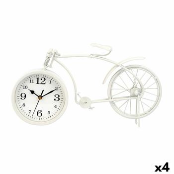 Reloj De Mesa Bicicleta Blanco Metal 38 X 20 X 4 Cm (4 Unidades)