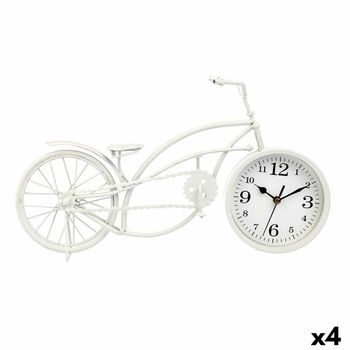 Reloj De Mesa Bicicleta Blanco Metal 42 X 24 X 10 Cm (4 Unidades)