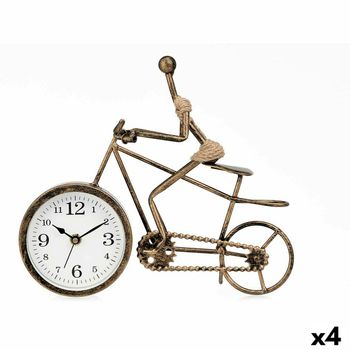 Reloj De Mesa Bicicleta Bronce Metal 27 X 22 X 10 Cm (4 Unidades)