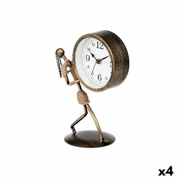 Reloj De Mesa Bronce Metal 15 X 23 X 10 Cm (4 Unidades)