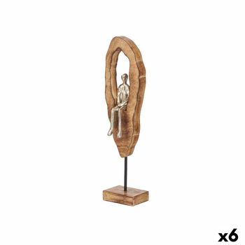 Figura Decorativa Sentado Plateado Metal 10 X 41,5 X 7,5 Cm (6 Unidades)