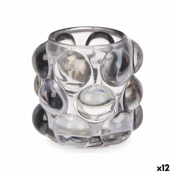 Portavelas Microesferas Gris Cristal 8,4 X 9 X 8,4 Cm (12 Unidades)