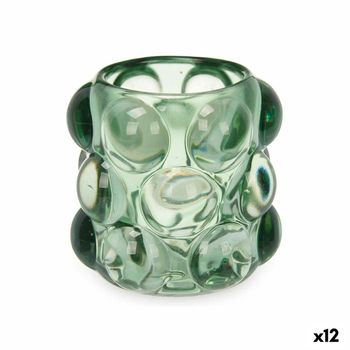 Portavelas Microesferas Verde Cristal 8,4 X 9 X 8,4 Cm (12 Unidades)