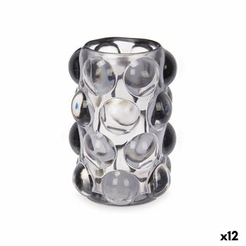 Portavelas Microesferas Gris Cristal 8,4 X 12,5 X 8,4 Cm (12 Unidades)