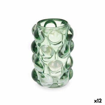 Portavelas Microesferas Verde Cristal 8,4 X 12,5 X 8,4 Cm (12 Unidades)