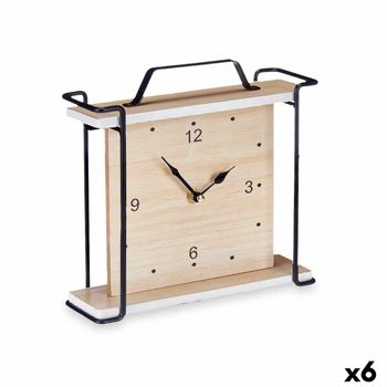 Reloj De Mesa Negro Metal Madera Mdf 23 X 21 X 7 Cm (6 Unidades)