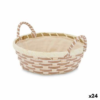 Cesta Multiusos Con Asas Redonda Trenzada Natural Metal Tela 26,5 X 12,5 X 23 Cm (24 Unidades)