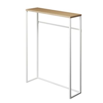 Consola De Entrada De Metal Y Madera Blanca - L60 Cm - L 60  X A 18,5  X H 80,5  Cm