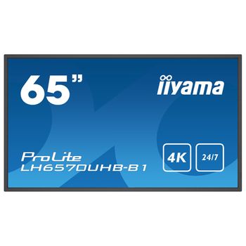 Iiyama Lh6570uhb-b1 Pantalla De Señalización Pantalla Plana Para Señalización Digital 163,8 Cm (64.5") Va 700 Cd / M² 4k Ultra Hd Negro Procesador Incorporado Android 9.0 24/7