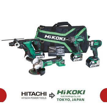 Hikoki Kc18dg4l Kit Combo Brushless 18v - 5.0ah (dh18dblw4 + Dv18dbslw3 + G18dblw7 + Wh18dbdl2w4)