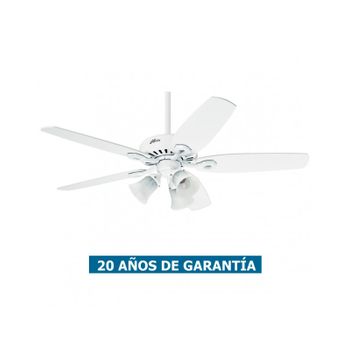 Ventilador De Techo Con Luz Hunter 50560 Builder Plus 132 Blanco / Blanco